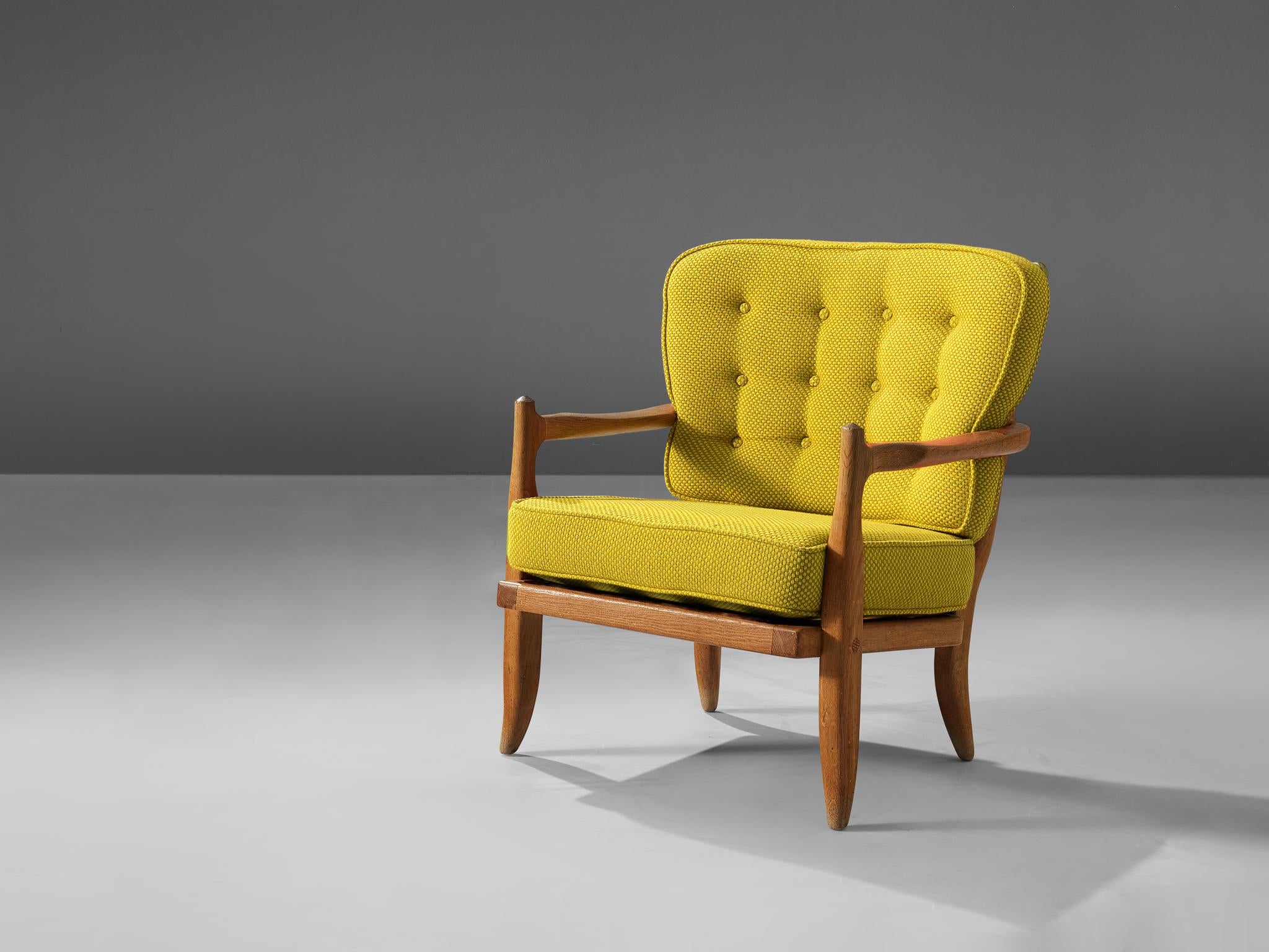 Guillerme & Chambron 'Jose' Lounge Chair in Oak