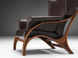 Giampiero Vitelli Wingback Chair in Brown Leather