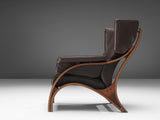 Giampiero Vitelli Wingback Chair in Brown Leather