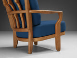 Guillerme & Chambron 'Mid Repos' Lounge Chair in Oak and Blue Wool