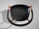 Jacob Kjær 'UN' Armchairs with Original Black Leather and Mahogany