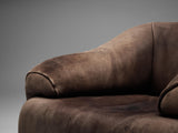 Large Lounge Chair in Original Patinated Buffalo Leather