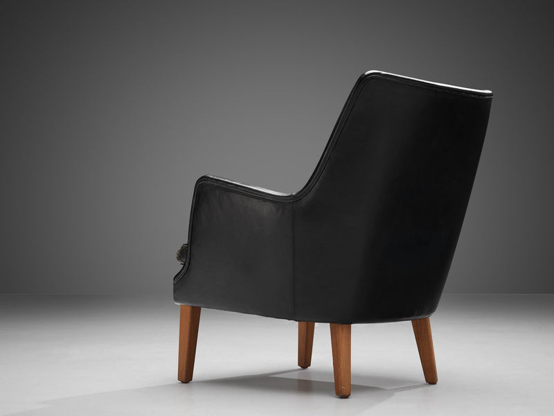 Arne Vodder Lounge Chair in Original Patinated Black Leather