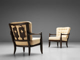 Guillerme & Chambron Pair of Lounge Chairs ‘Jose’ in Oak and Beige Wool
