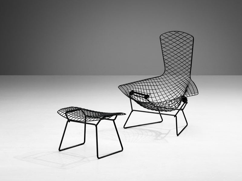 Harry Bertoia for Knoll 'Bird' Lounge Chair with Ottoman in Welded Steel