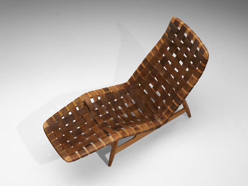 Arne Vodder for Bovirke Chaise Longue in Patinated Leather