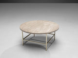 Round Coffee Table with Marble Top and Metal Base