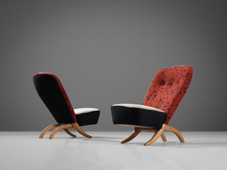 Theo Ruth for Artifort 'Congo' Easy Chairs in Patterned Fabric
