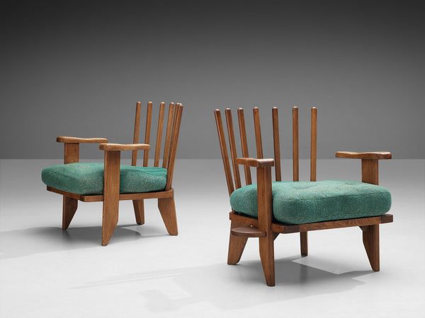 Guillerme & Chambron Pair of 'Catherine' Lounge Chairs in Oak