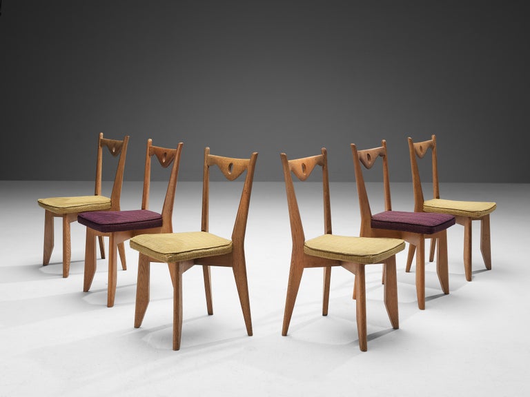 Guillerme & Chambron Set of Six 'Thibault' Chairs in Oak