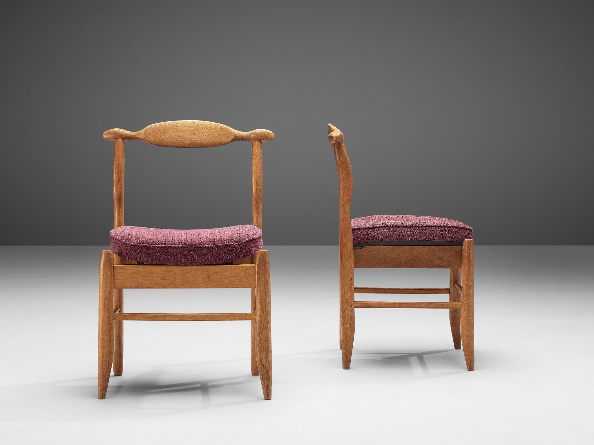 Guillerme & Chambron Pair of 'Fumay' Dining Chairs in Oak