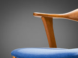 Erik Kirkegaard Armchair in Oak and Blue Upholstery