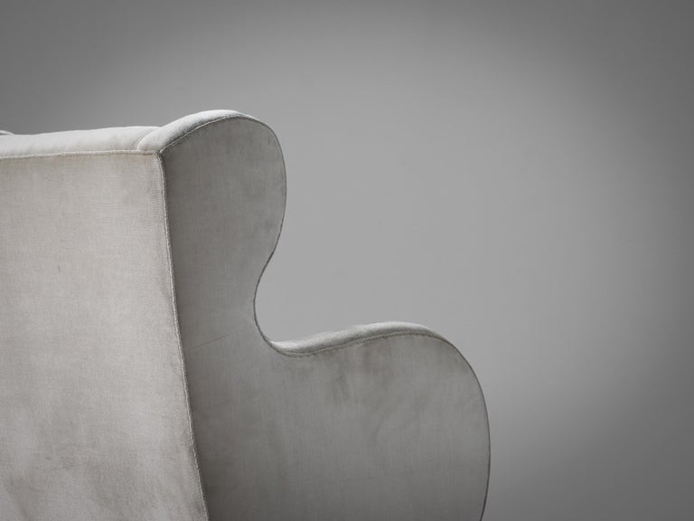 Danish Lounge Chair in Off-White Velvet