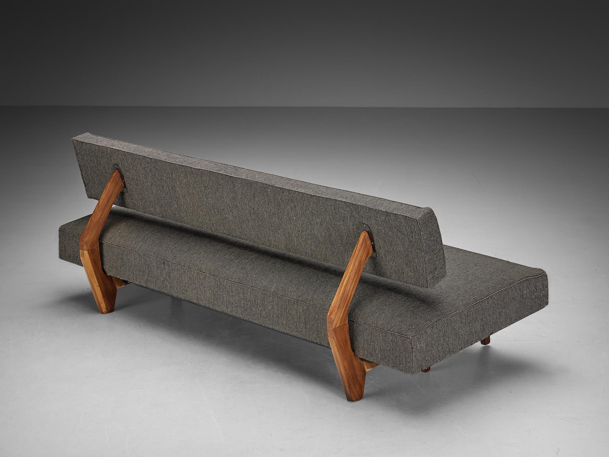 Franz Hohn for Honeta Daybed or Sofa in Grey Upholstery and Teak