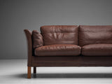 Danish Three Seat Sofa in Umber Leather