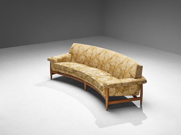 Johannes Andersen for Trensum Sofa in Teak and Mustard Yellow Floral Fabric