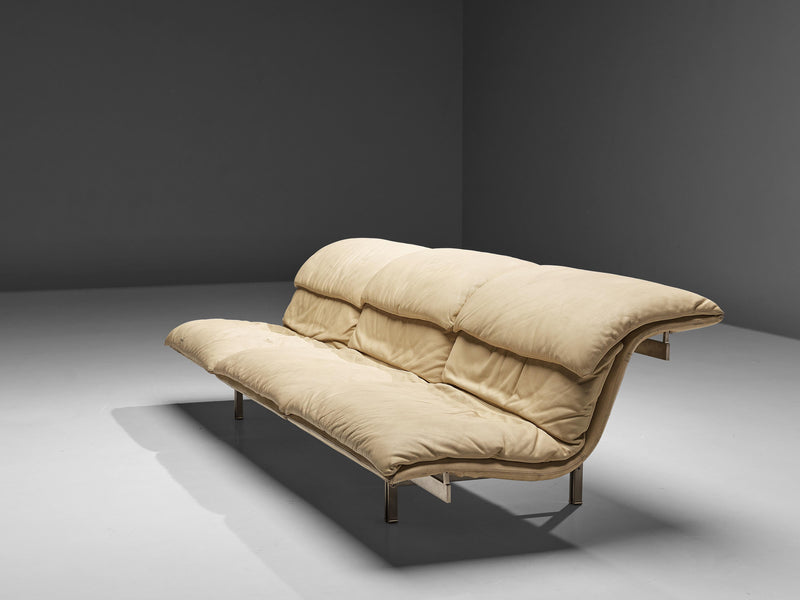 Giovanni Offredi for Saporit 'Wave' Sofa in Beige Leather