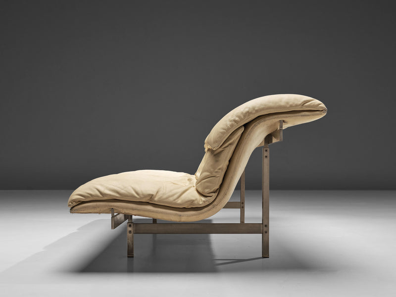 Giovanni Offredi for Saporit 'Wave' Sofa in Beige Leather