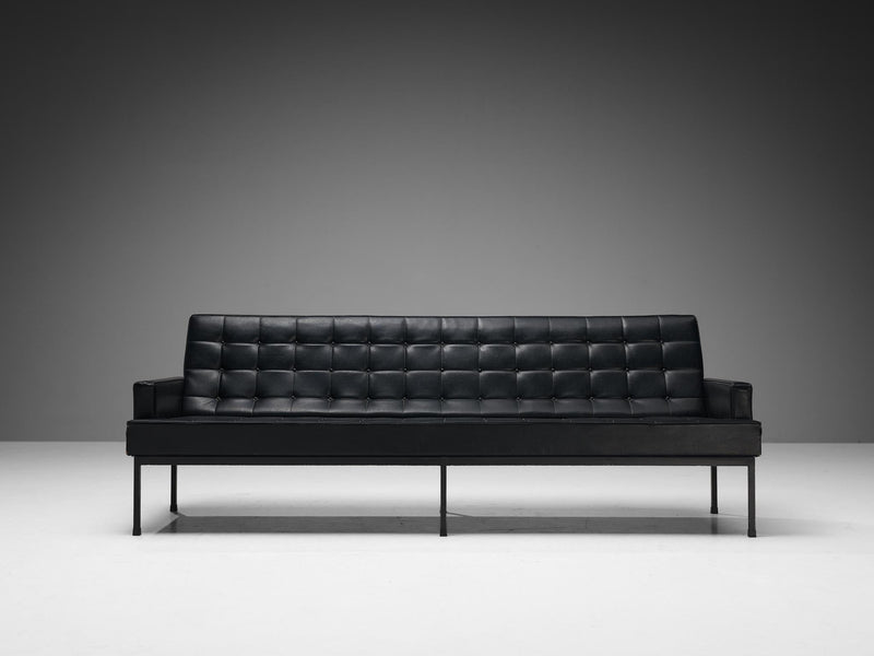 Modern European Sofa in Black Leatherette