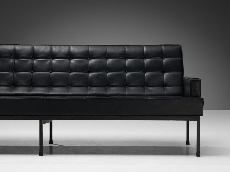 Modern European Sofa in Black Leatherette