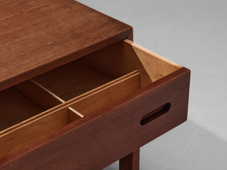 Scandinavian Square Side Table with Drawer in Teak