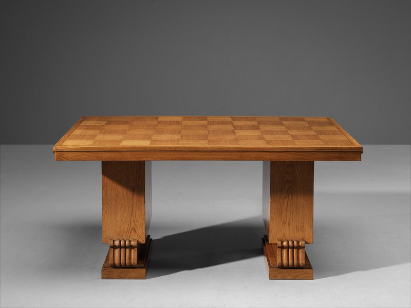 Charles Dudouyt Art Deco Table with Inlayed Top in Oak