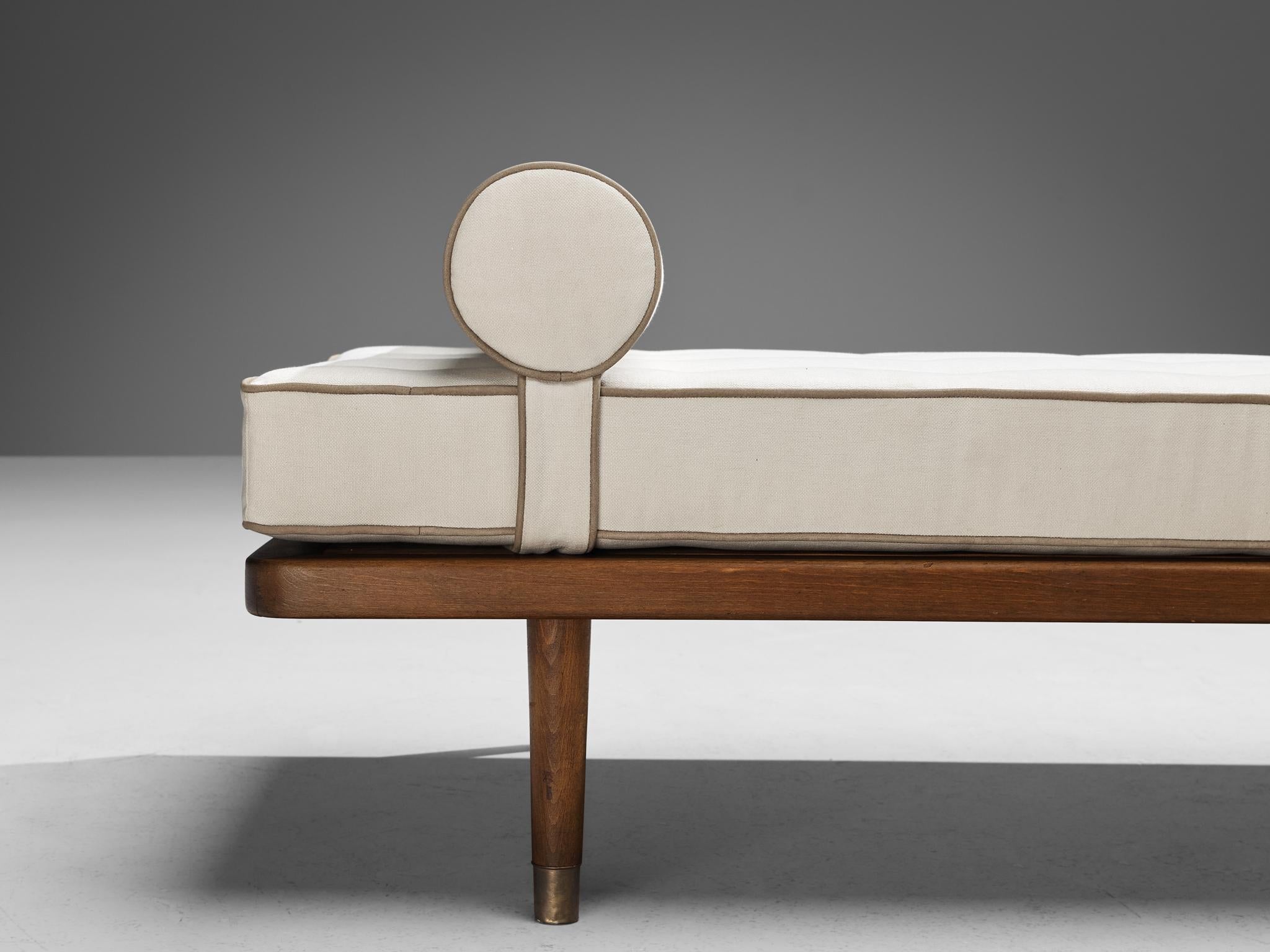 Danish Daybed in Wood with Brass Feet