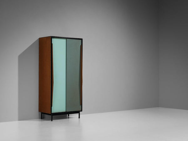 Willy Van Der Meeren Cabinet in Mahogany and Colorful Metal Doors