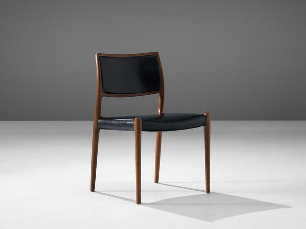 Niels Otto Møller Dining Chair in Teak and Black Leather