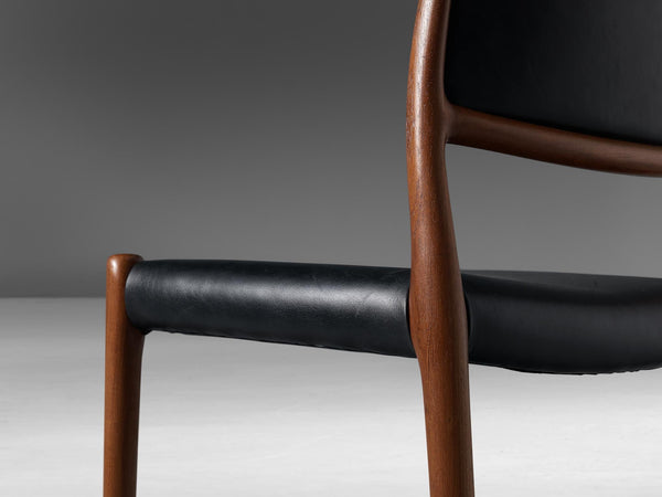 Niels Otto Møller Dining Chair in Teak and Black Leather