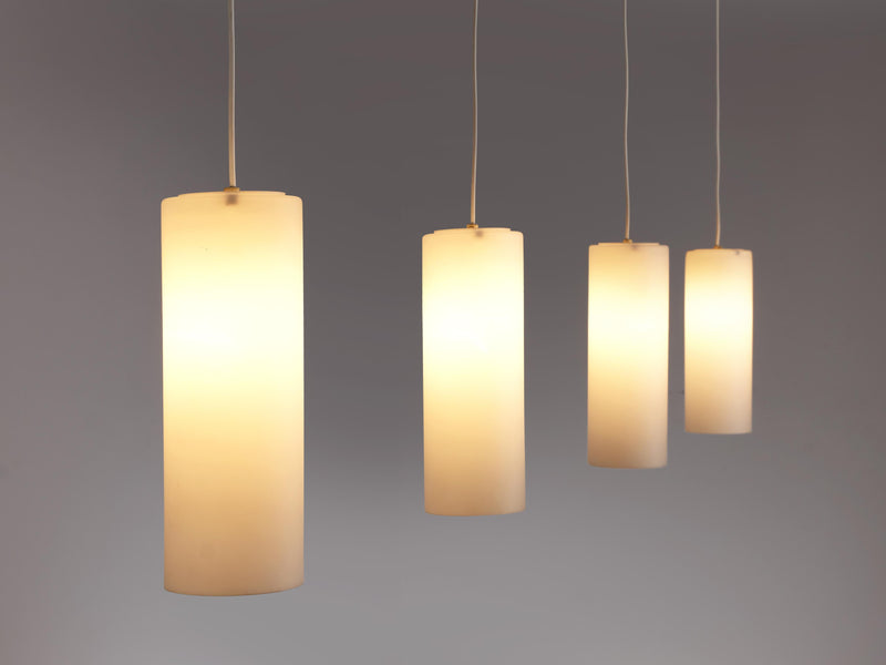Cylindrical Pendant Lamps in Matted Glass