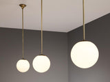 Mid-Century Pendants in Opaline Glass and Brass