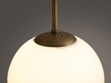Mid-Century Pendants in Opaline Glass and Brass