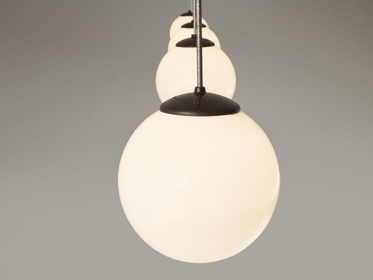Circular Pendant Lamps in Opaline Glass