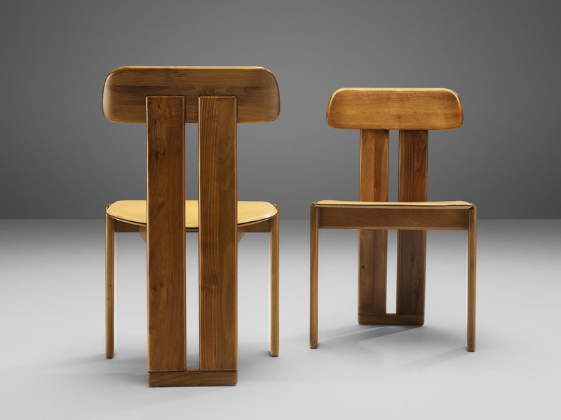 Mario Marenco for Mobil Girgi Pair of ‘Sapporo’ Dining Chairs in Walnut