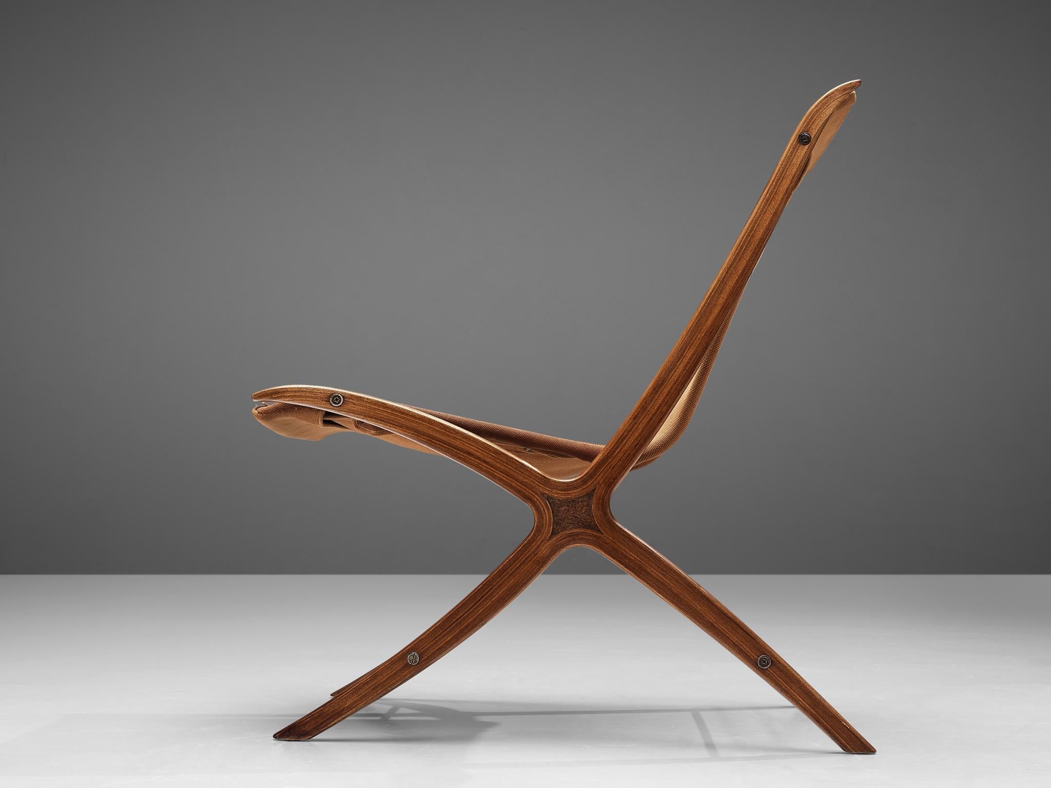 Peter Hvidt & Orla Molgaard Nielsen 'X' Chair in Cognac Brown Canvas