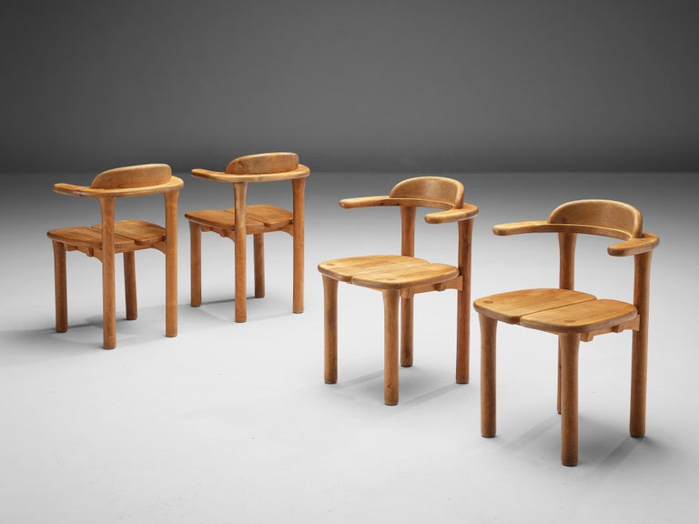 Swedish Set of Four Armchairs in Birch