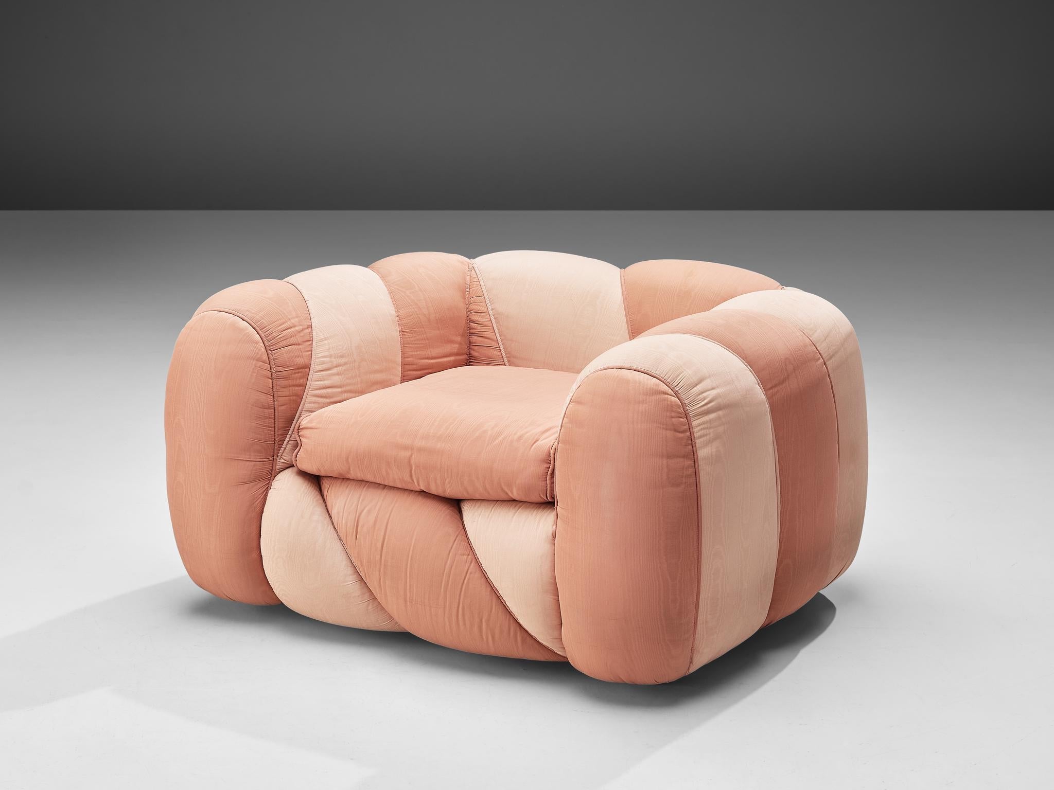 Vivai del Sud Lounge Chair in Pink Fabric Upholstery