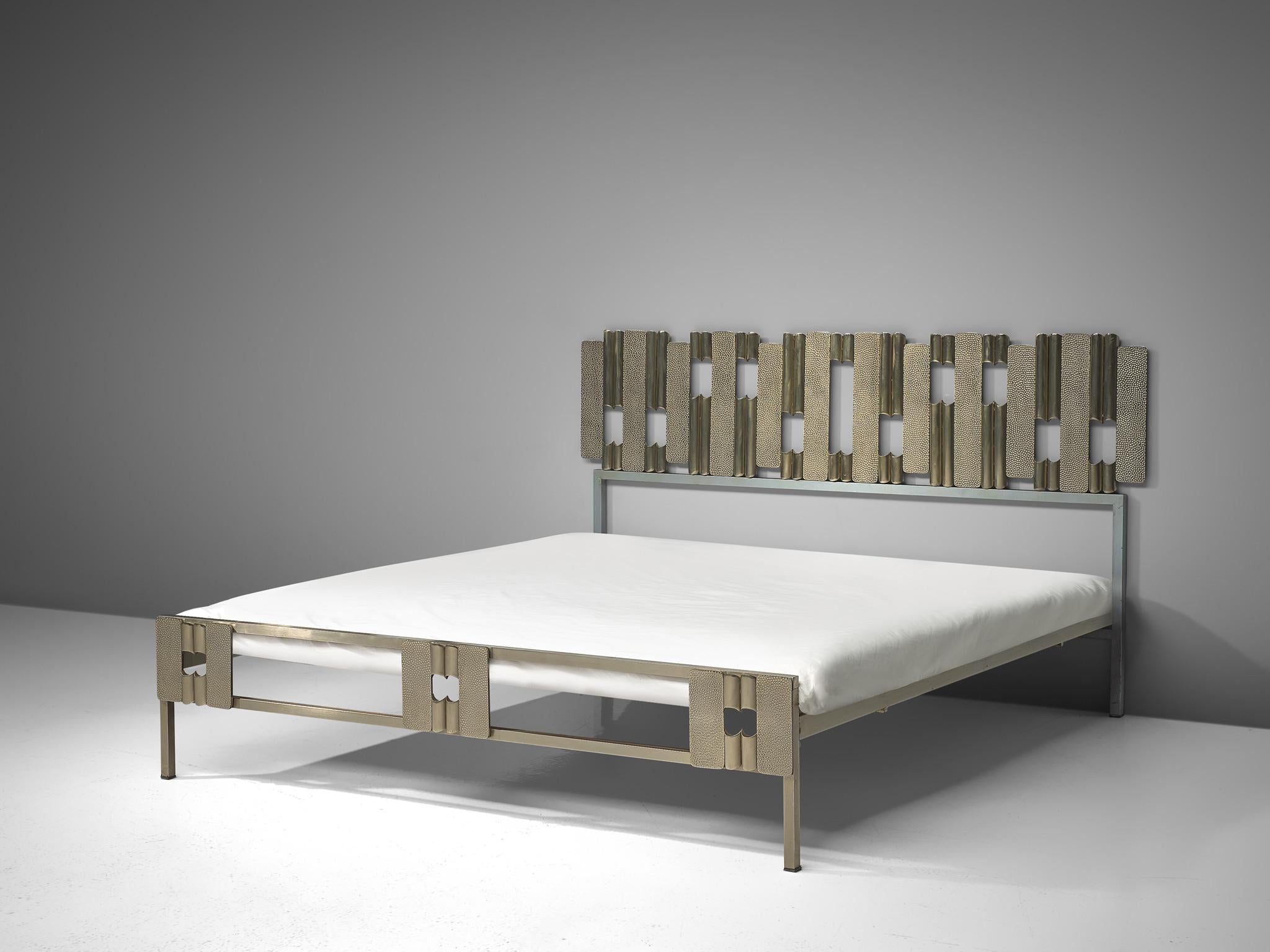 Luciano Frigerio Sculptural Bed in Hammered Steel