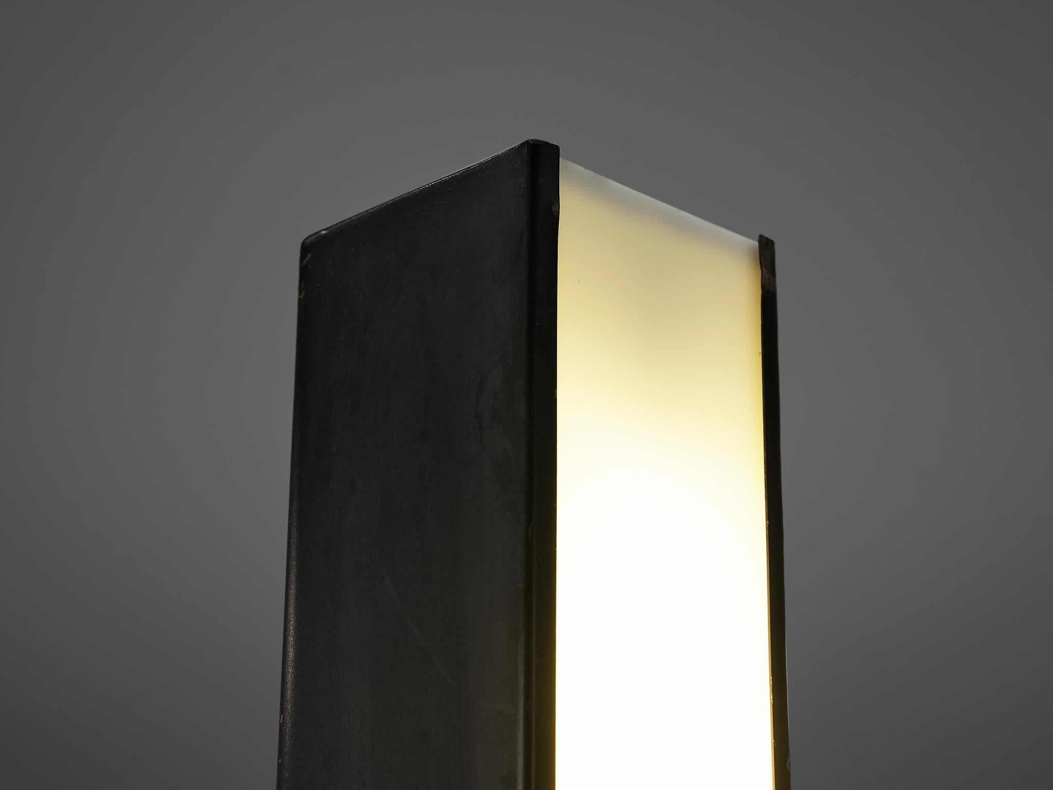 Rare Wim Ypma for A. Polak Floor Lamp in Black Metal and Acrylic