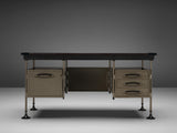 Studio BBPR for Olivetti 'Spazio' Desk with Drawers in Grey Coated Steel