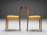 Niels O. Møller Set of Six Dining Chairs in Teak and Yellow Upholstery