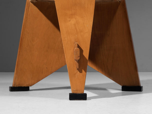 Laurens Groen Art Deco Chair in Birch and Beige Velvet Upholstery