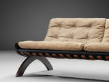 Marco Comolli Sofa in Walnut and Taupe Leather