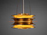 Kai Ruokonen for LYNX Chandelier in Brass and Orange Acrylic