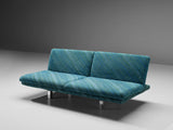 Saporiti Two Seat Sofa with Ottoman in Green-Blue Upholstery