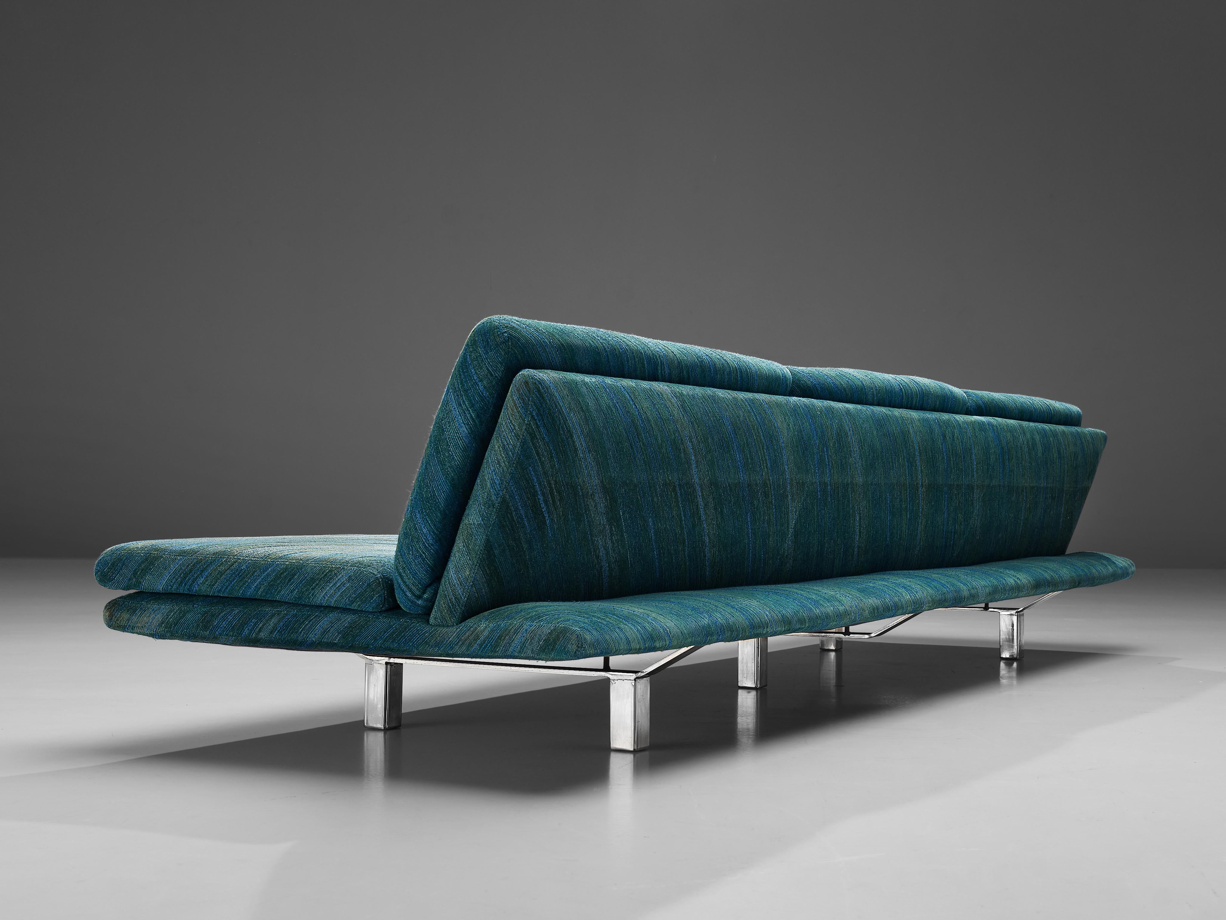 Saporiti Large Sofa in Green-Blue Patterned Upholstery