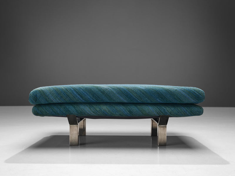 Saporiti Two Seat Sofa with Ottoman in Green-Blue Upholstery