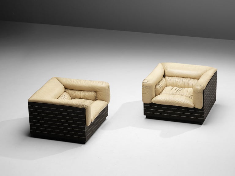 Giovanni Offredi for Saporiti Pair of Lounge Chairs in Leather