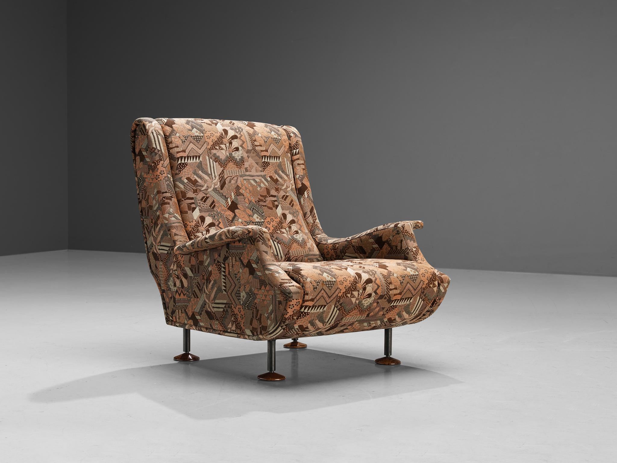 Marco Zanuso for Arflex 'Regent' Lounge Chair in Patterned Upholstery